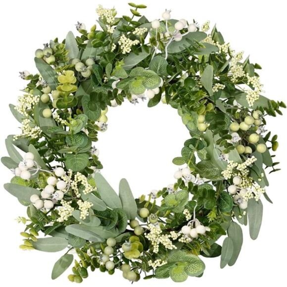 Artificial Spring Summer Greenery Wreaths for Front Door Green Eucalyptus - Picture 1 of 7